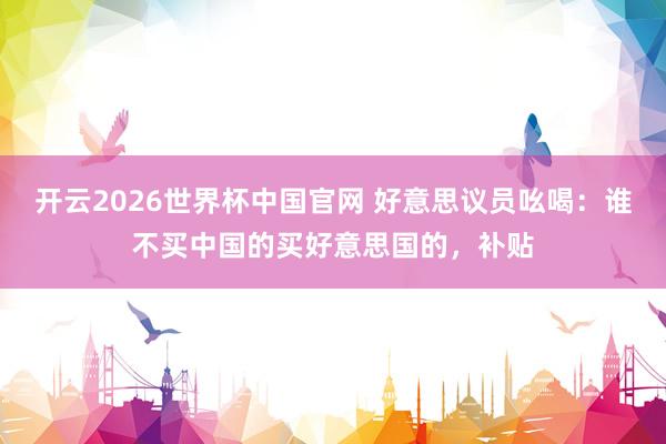 开云2026世界杯中国官网 好意思议员吆喝：谁不买中国的买好意思国的，补贴