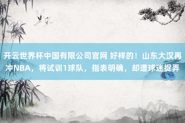 开云世界杯中国有限公司官网 好样的！山东大汉再冲NBA，将试训1球队，指表明确，却遭球迷捉弄