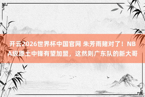 开云2026世界杯中国官网 朱芳雨赌对了！NBA级原土中锋有望加盟，这然则广东队的新大哥