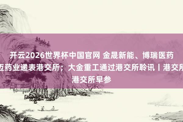 开云2026世界杯中国官网 金晟新能、博瑞医药、时迈药业递表港交所；大金重工通过港交所聆讯丨港交所早参