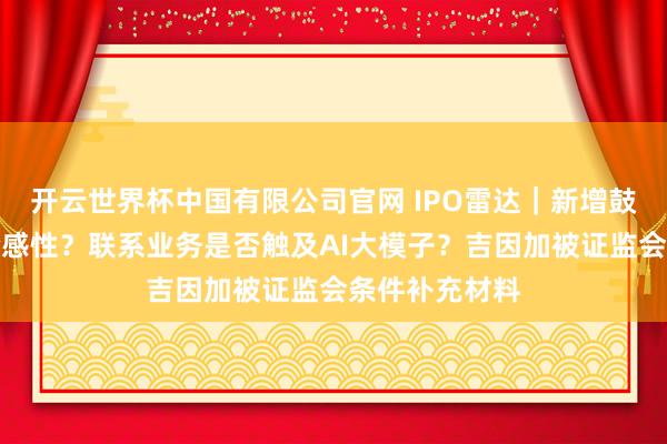 开云世界杯中国有限公司官网 IPO雷达｜新增鼓励入股价钱合感性？联系业务是否触及AI大模子？吉因加被证监会条件补充材料