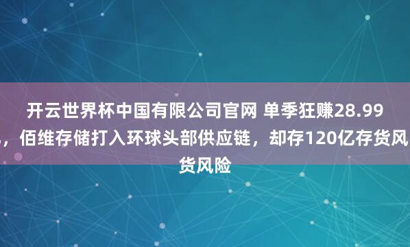 开云世界杯中国有限公司官网 单季狂赚28.99亿，佰维存储打入环球头部供应链，却存120亿存货风险
