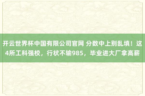 开云世界杯中国有限公司官网 分数中上别乱填！这4所工科强校，行状不输985，毕业进大厂拿高薪