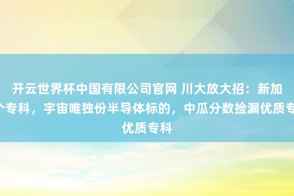 开云世界杯中国有限公司官网 川大放大招：新加7个专科，宇宙唯独份半导体标的，中瓜分数捡漏优质专科