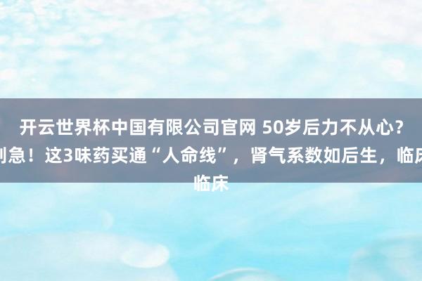 开云世界杯中国有限公司官网 50岁后力不从心？别急！这3味药买通“人命线”，肾气系数如后生，临床