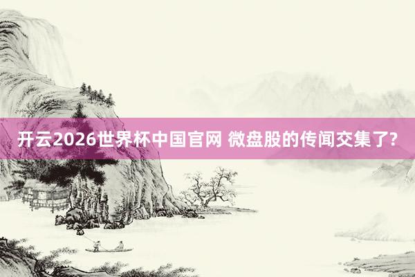开云2026世界杯中国官网 微盘股的传闻交集了?