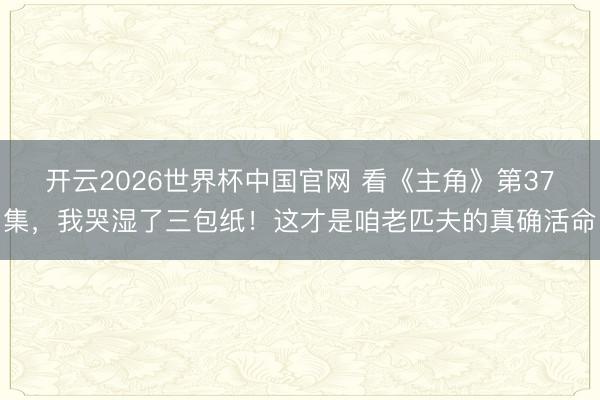 开云2026世界杯中国官网 看《主角》第37集，我哭湿了三包纸！这才是咱老匹夫的真确活命