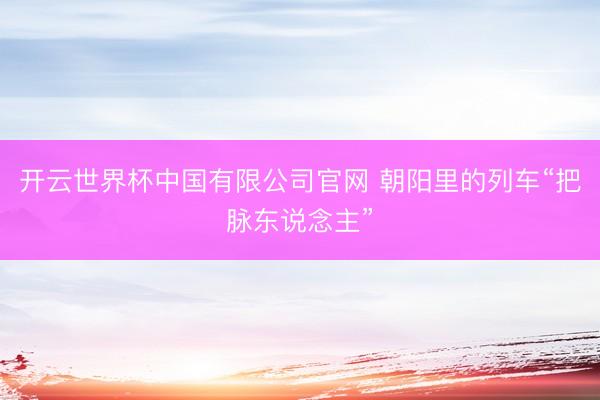 开云世界杯中国有限公司官网 朝阳里的列车“把脉东说念主”