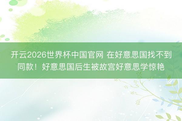 开云2026世界杯中国官网 在好意思国找不到同款!好意思国后生被故宫好意思学惊艳
