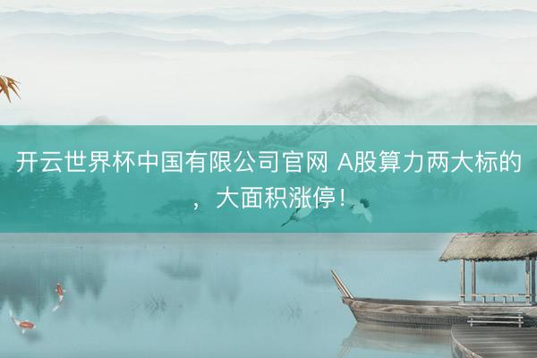 开云世界杯中国有限公司官网 A股算力两大标的，大面积涨停！
