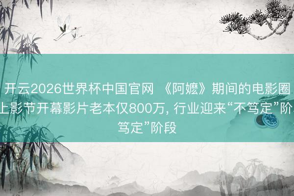 开云2026世界杯中国官网 《阿嬷》期间的电影圈: 上影节开幕影片老本仅800万， 行业迎来“不笃定”阶段
